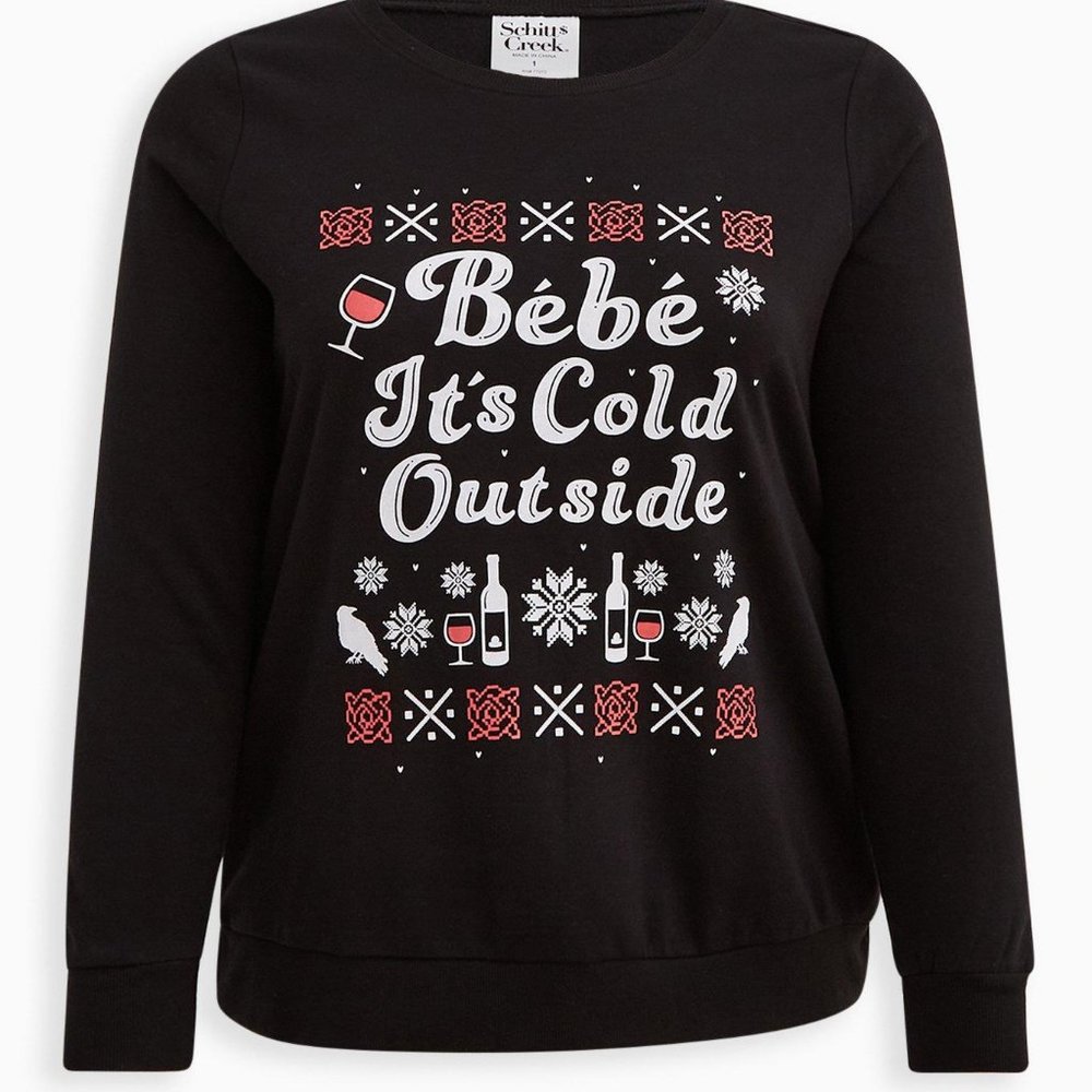 Schitts Creek x Torrid NWT Bebe it's cold outside Sweatshirt Size 00